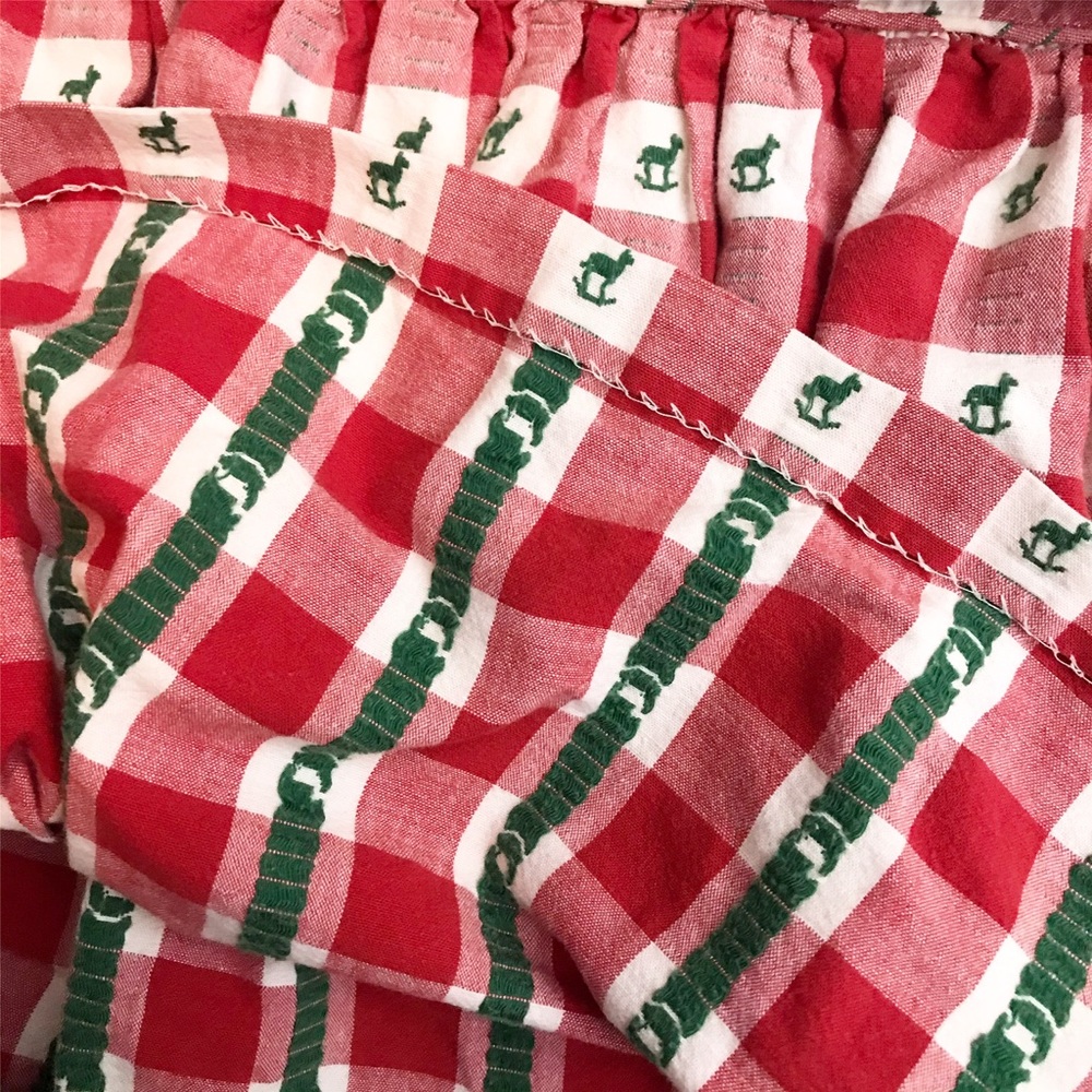 Unique Red Check Rocking Horse Embroidered Top - Picture 4 of 6